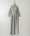 レディース/ワンピース/ホールガーメント/ニット/ベルスリーブ/8分袖/春/秋/冬/ミックス/チャコール/ネイビー/ホワイト/グレー/ブラック