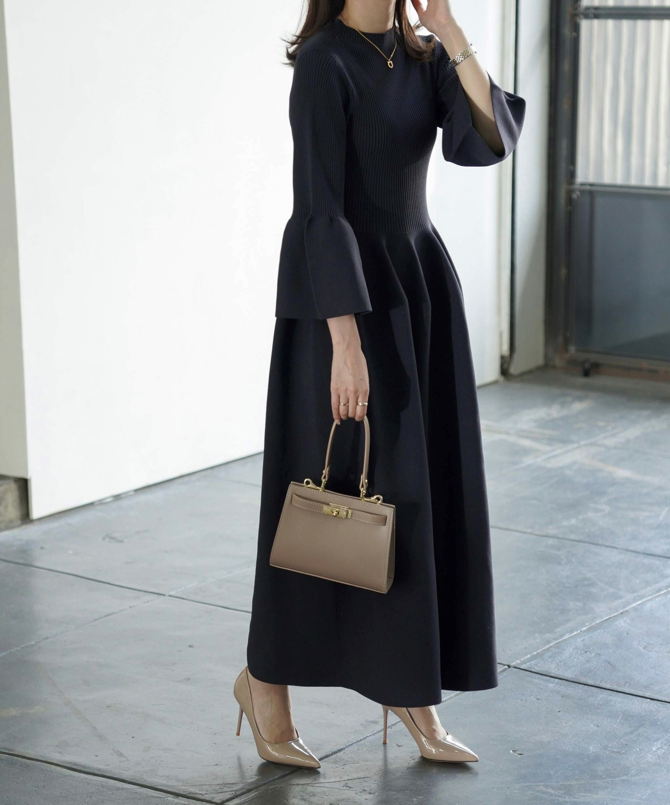 TIME-SALE ホールガーメント ニット ロング ワンピース HUIT 全6色