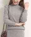 新色追加 手洗い可 S/M/L 大人カジュアル 秋冬春 シンプル かわいい オフィス 上品 ジョイントスペース ＜エコヴェロ＞タートルネック 袖山ギャザー ニット Liala×PG Liala×PG