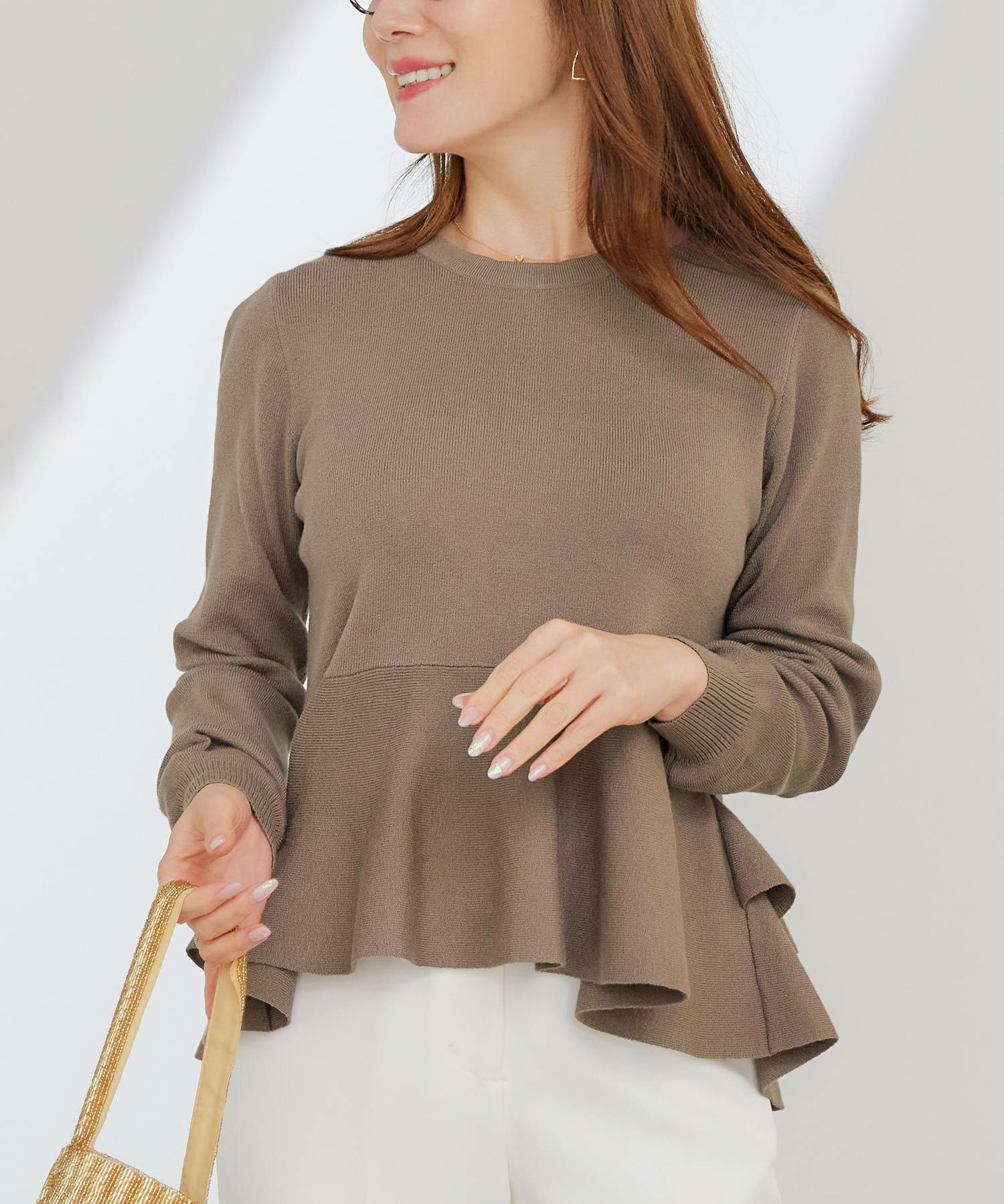 2段 ペプラム ニット プルオーバー