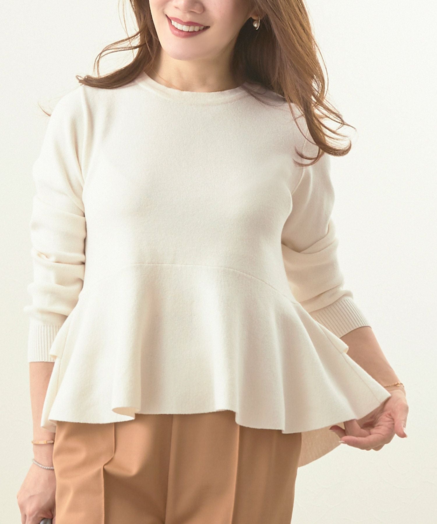 後2段 ペプラム ニット プルオーバー Liala×PG