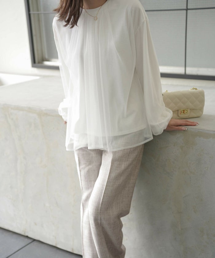 パンツ/ツイード/ワイド/エクリュ/アッシュグレー/XS/S/M