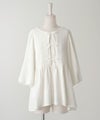 レディース/トップス/ブラウス/ペプラム/リボン/ホイップ/バルーンスリーブ/春/夏/秋/6分袖/ホワイト/ブラック