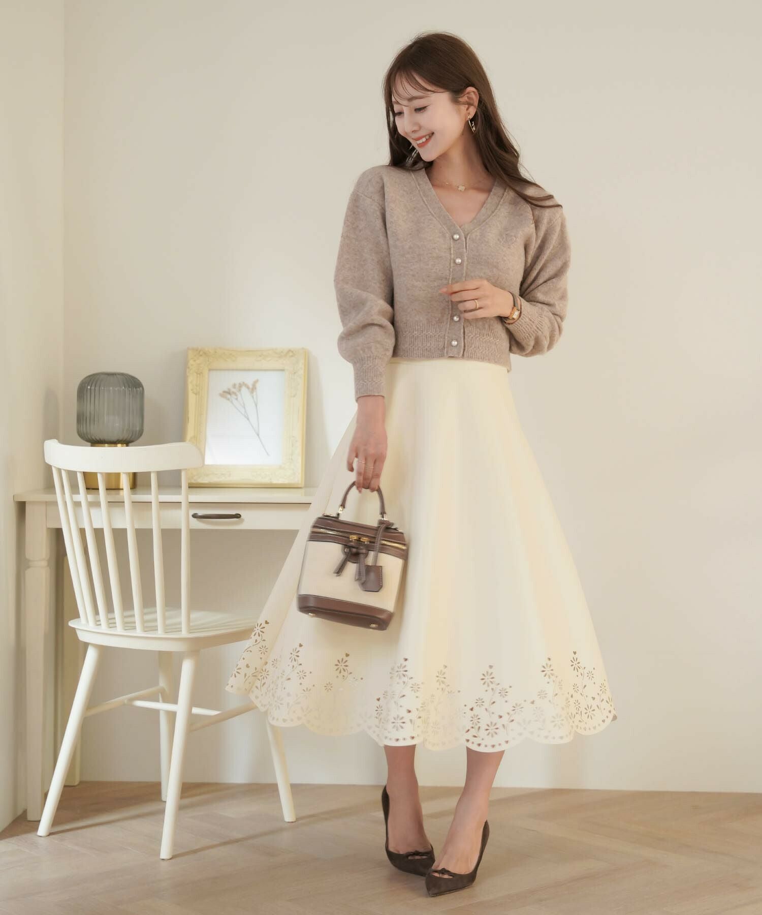 OUTLET-SALE フラワー&ハート パンチング レザー スカート le reve OUTLET-SALE フラワー&ハート パンチング レザー スカート le reve