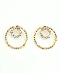 ダブル リング 2way ピアス Double Ring 2way Pierce 真鍮 クリスタル チタンポスト スタッズ 2連 ダブル リング 2way ピアス Double Ring 2way Pierce （Liala）