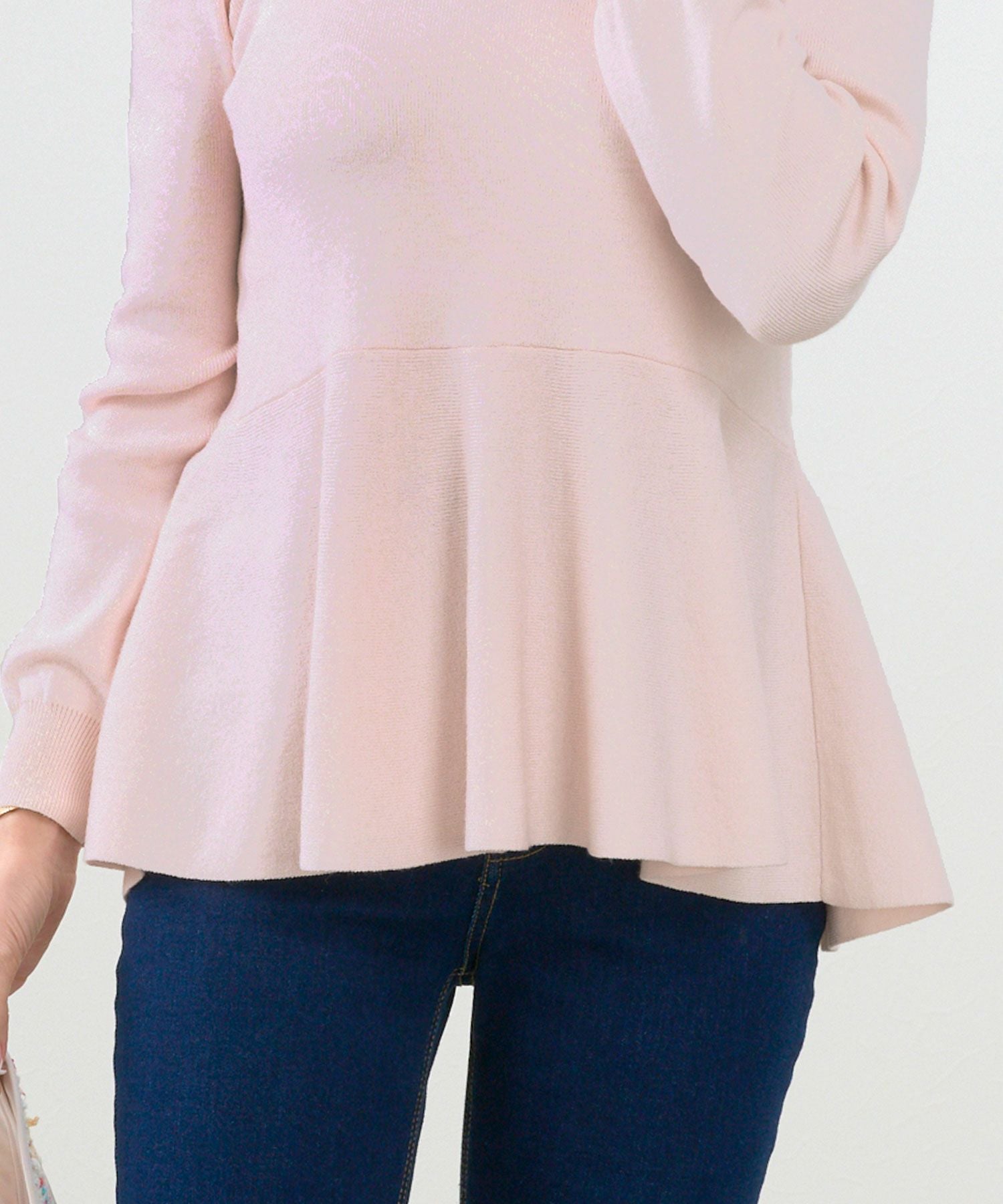 タートルネック ペプラム ニット プルオーバー