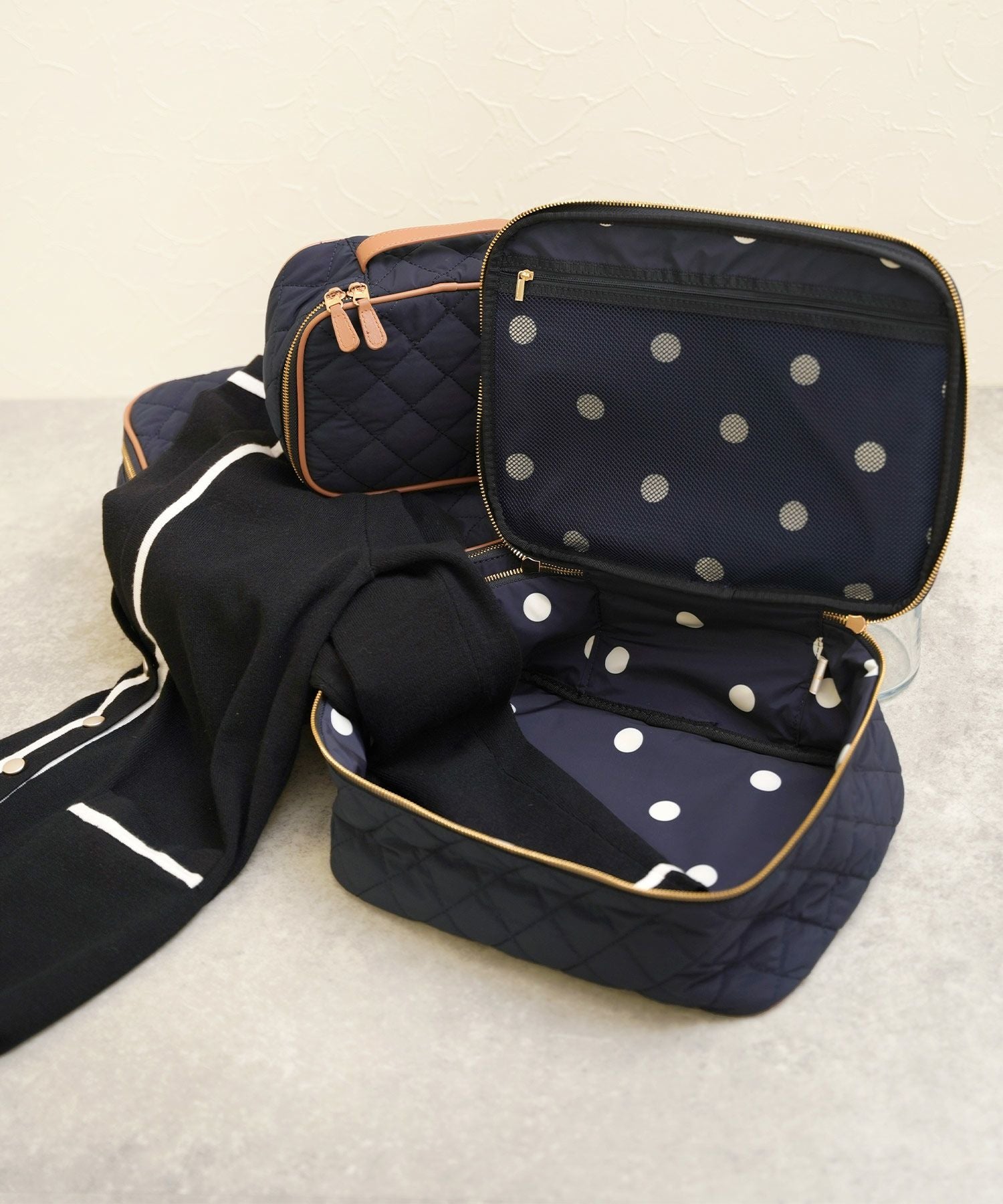 キルティング トラベル 収納バッグ 3点セット Liala×PG 全2色｜lpg932