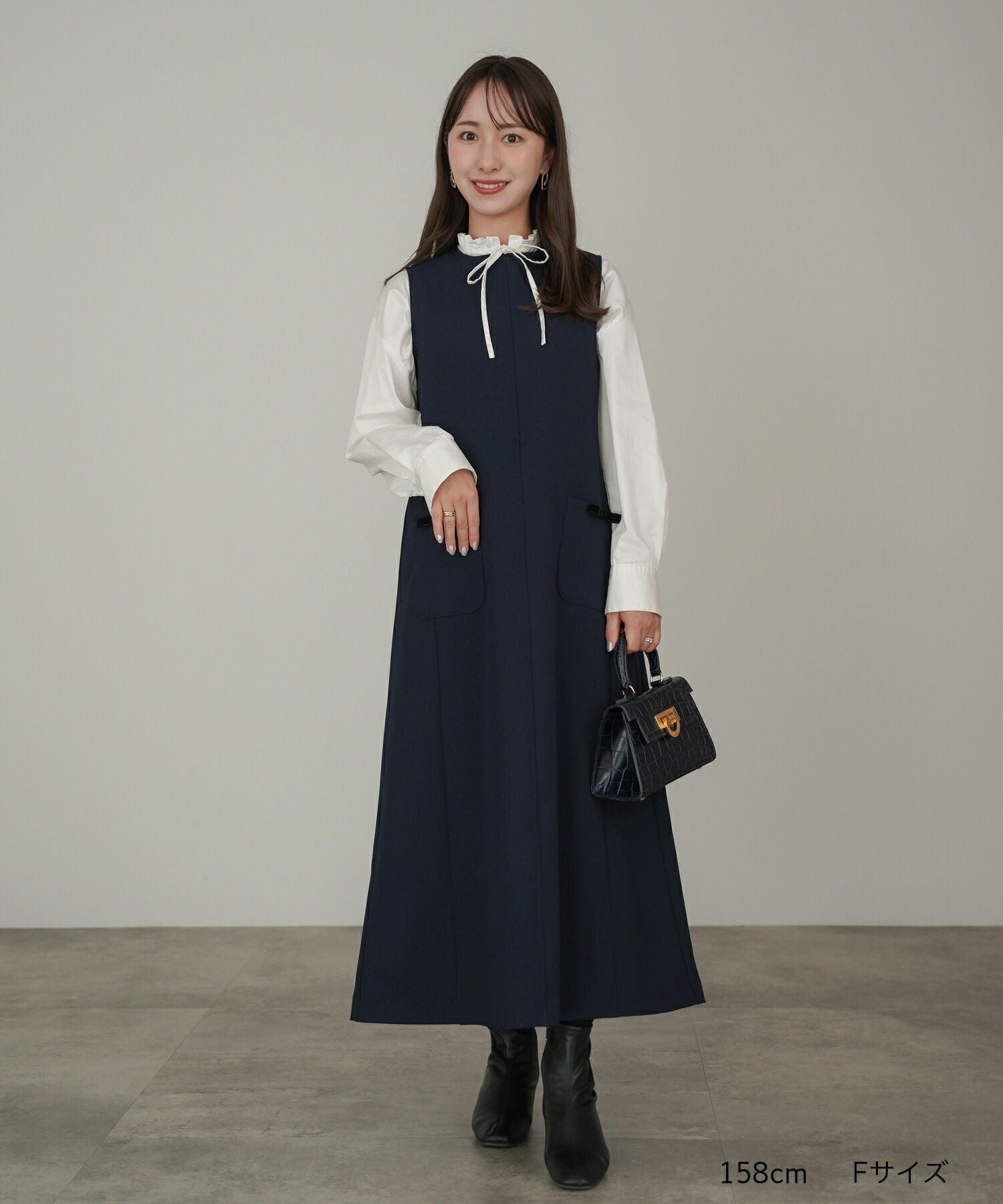 ダブル ジョーゼット ノースリ Aライン ワンピース lieulien×Chika 全4
