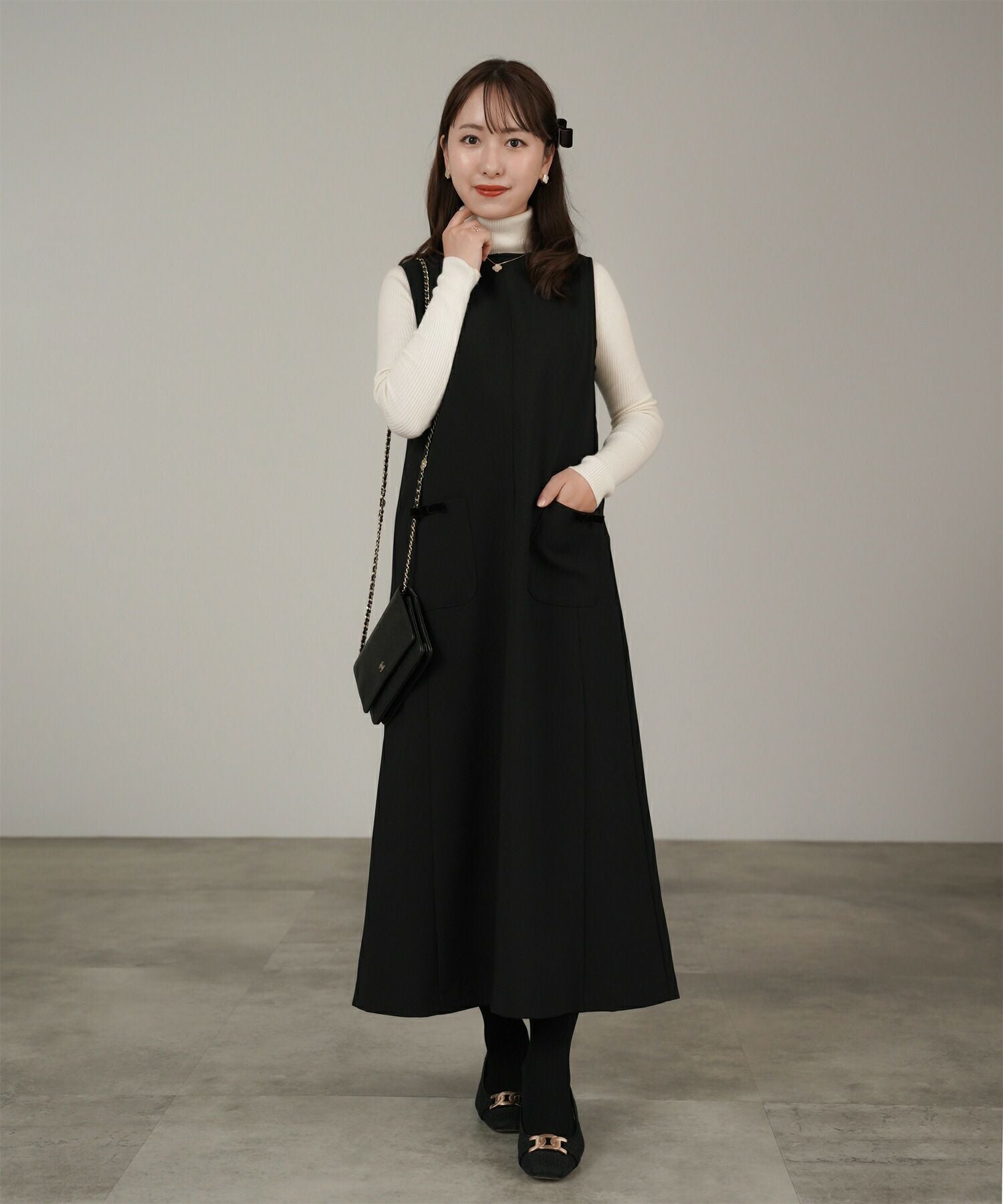 【完売商品】ELLIE ジョーゼットワンピース ダブル ジョーゼット ノースリ Aライン ワンピース lieulien×Chika 全4