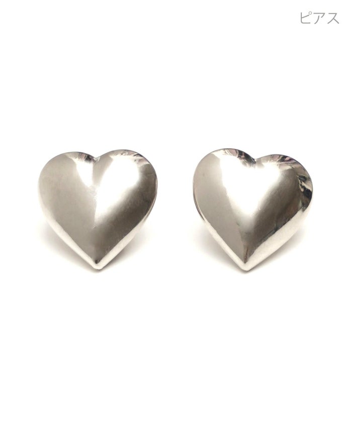 メタル ハート ピアス イヤリング Metal Heart Pierce Earring シンプル 存在感 カジュアル 真鍮 チタンポスト メタル ハート ピアス イヤリング Metal Heart Pierce Earring （Liala）