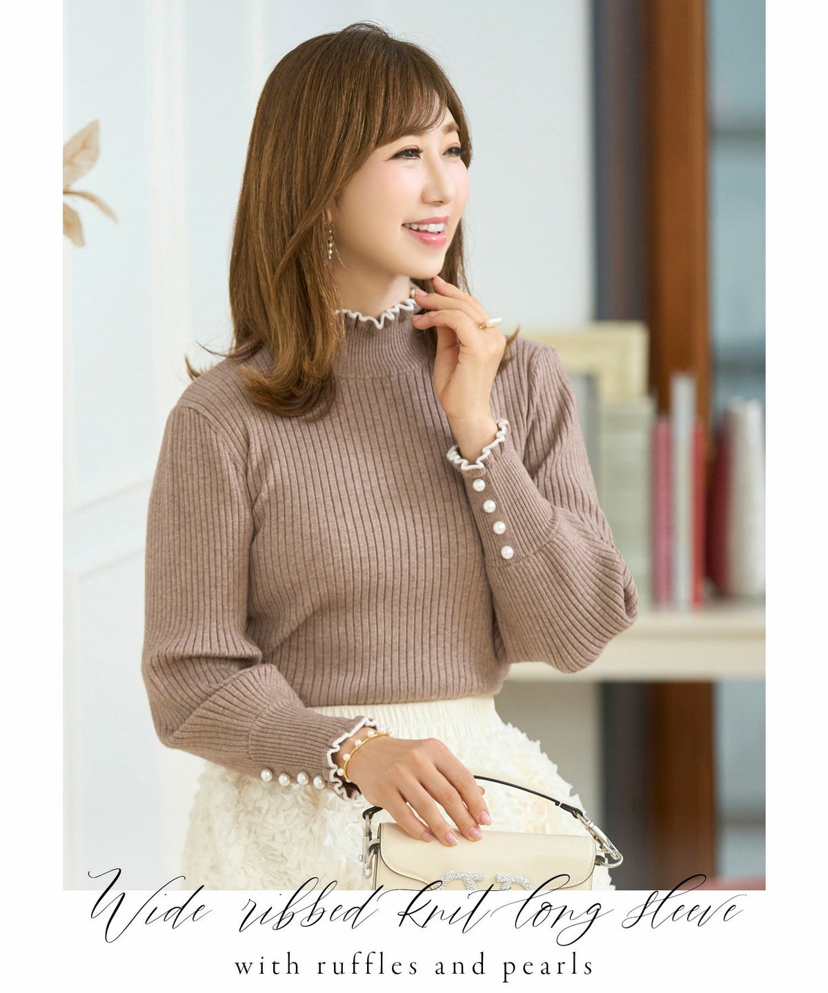 トップスニットレディースかわいいオフィスきれいめ白黒大人秋冬春ジョイントスペース