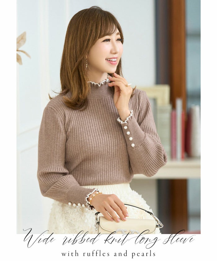 トップスニットレディースかわいいオフィスきれいめ白黒大人秋冬春ジョイントスペース