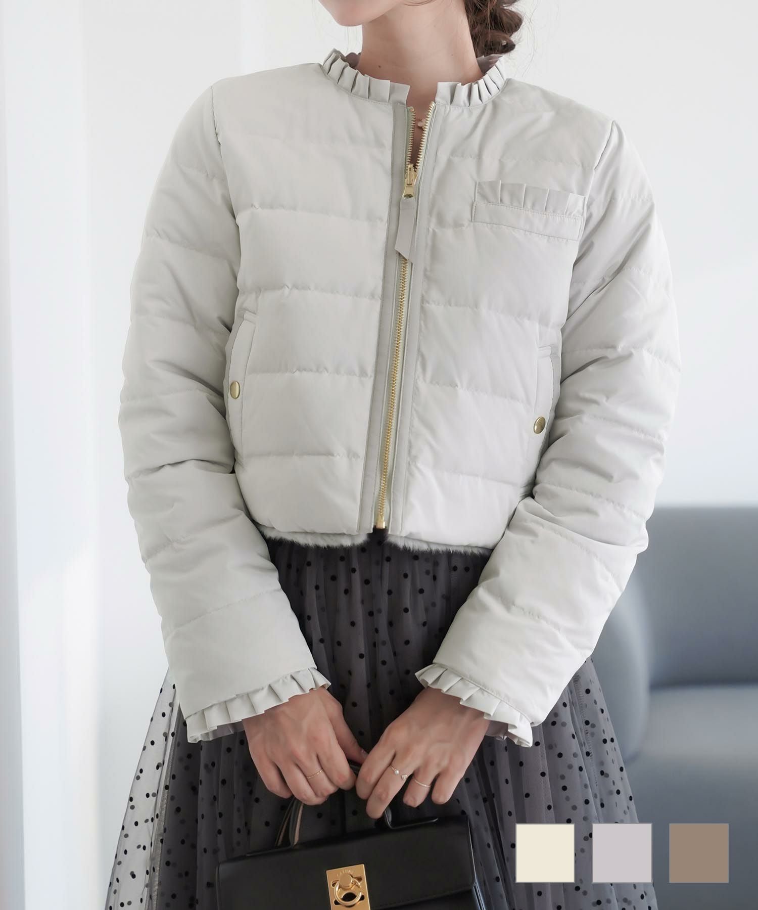 ダウン＆ファー リバーシブル ショート ジャケット le reve vaniller