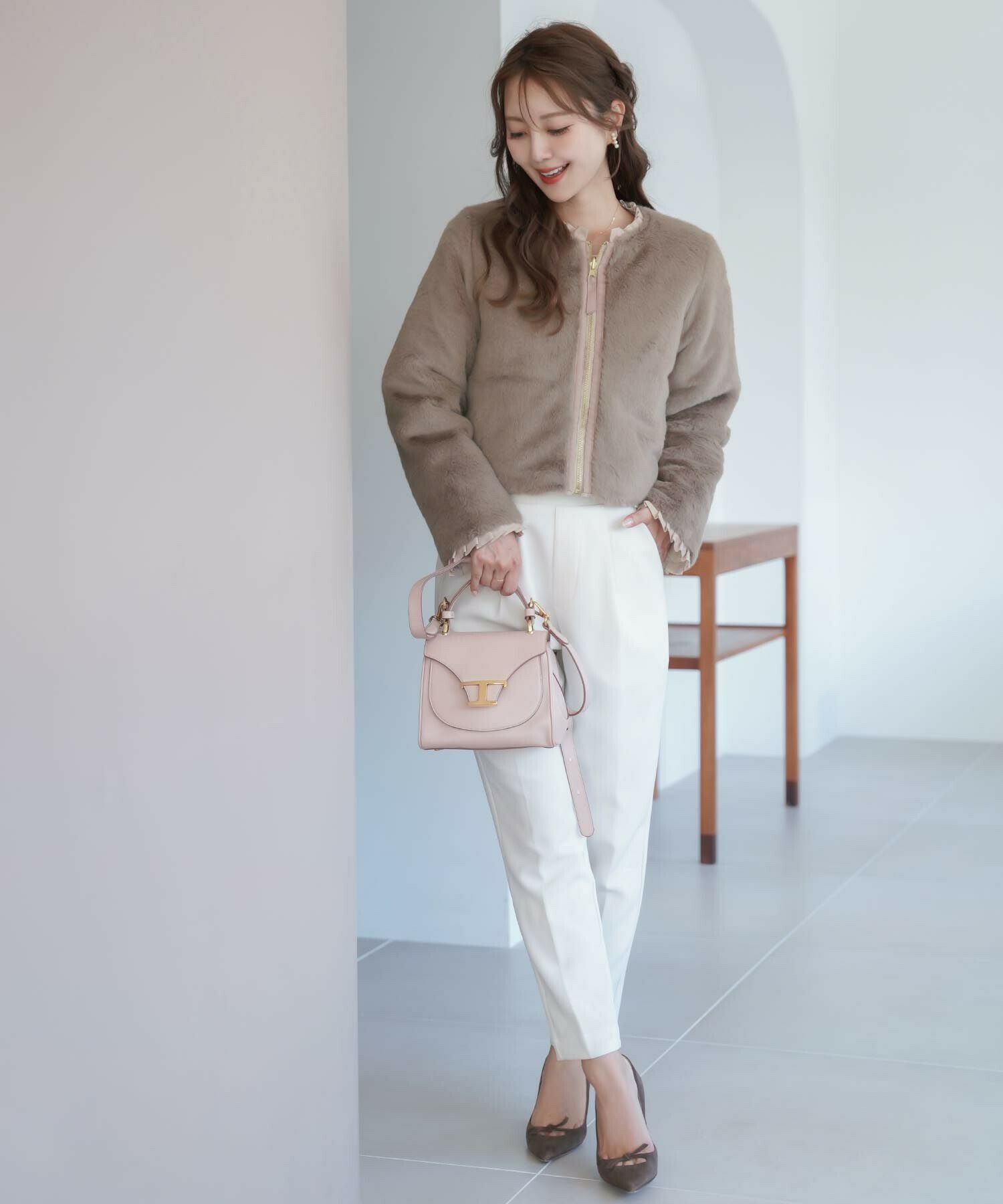 ダウン＆ファー リバーシブル ショート ジャケット le reve vaniller