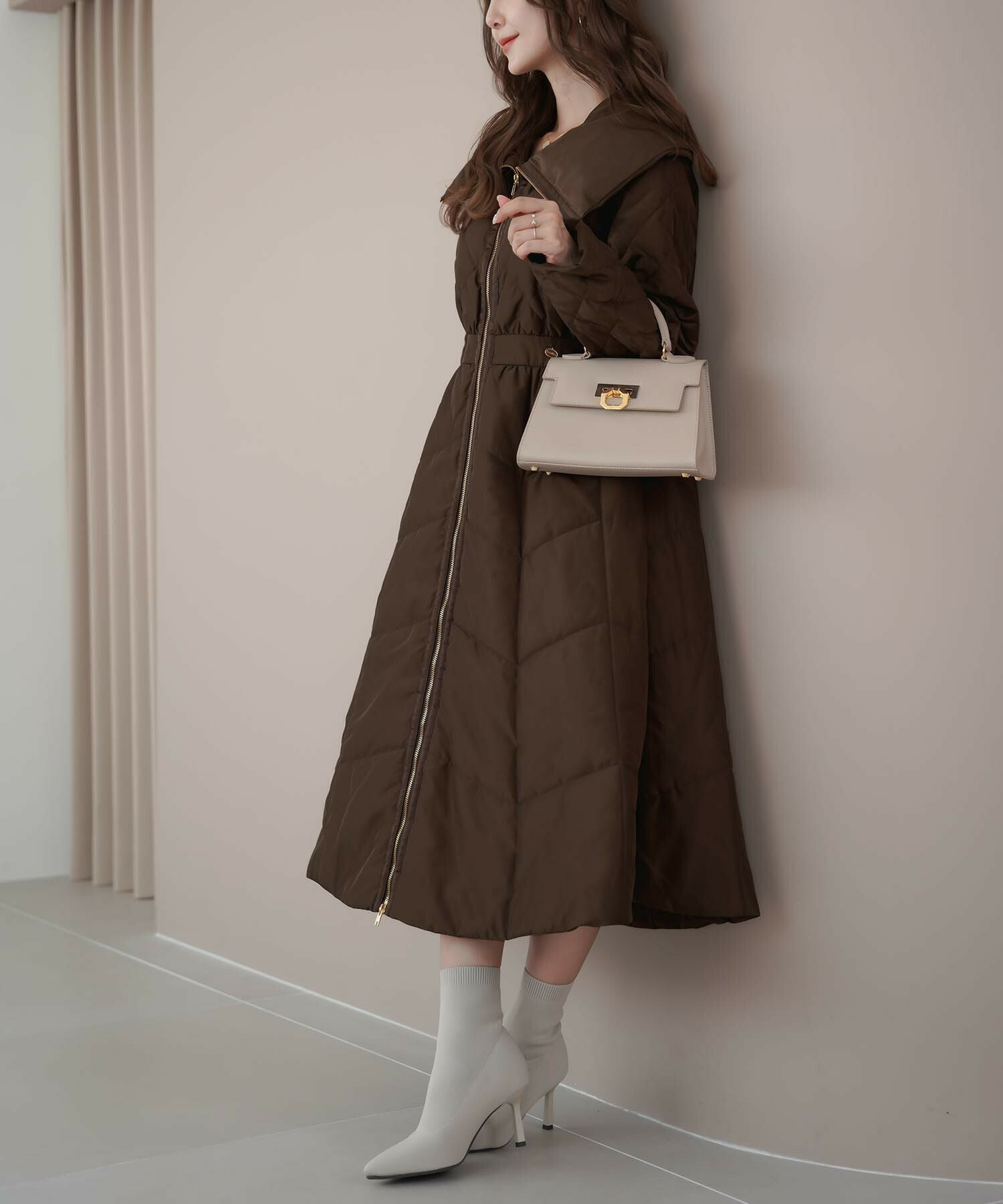 ビッグカラー フレア ダウン ドレスコート le reve vaniller 全4色