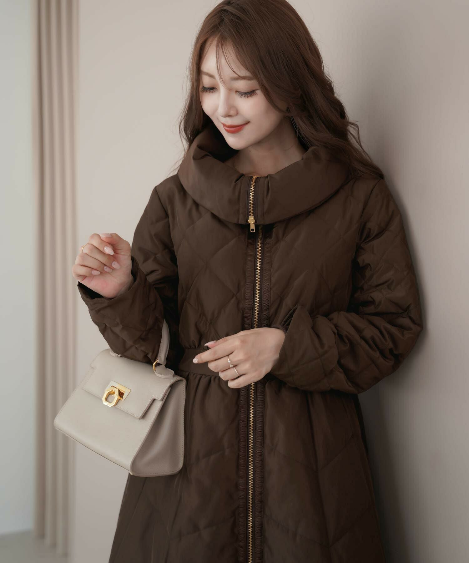 ビッグカラー フレア ダウン ドレスコート le reve vaniller 全4色