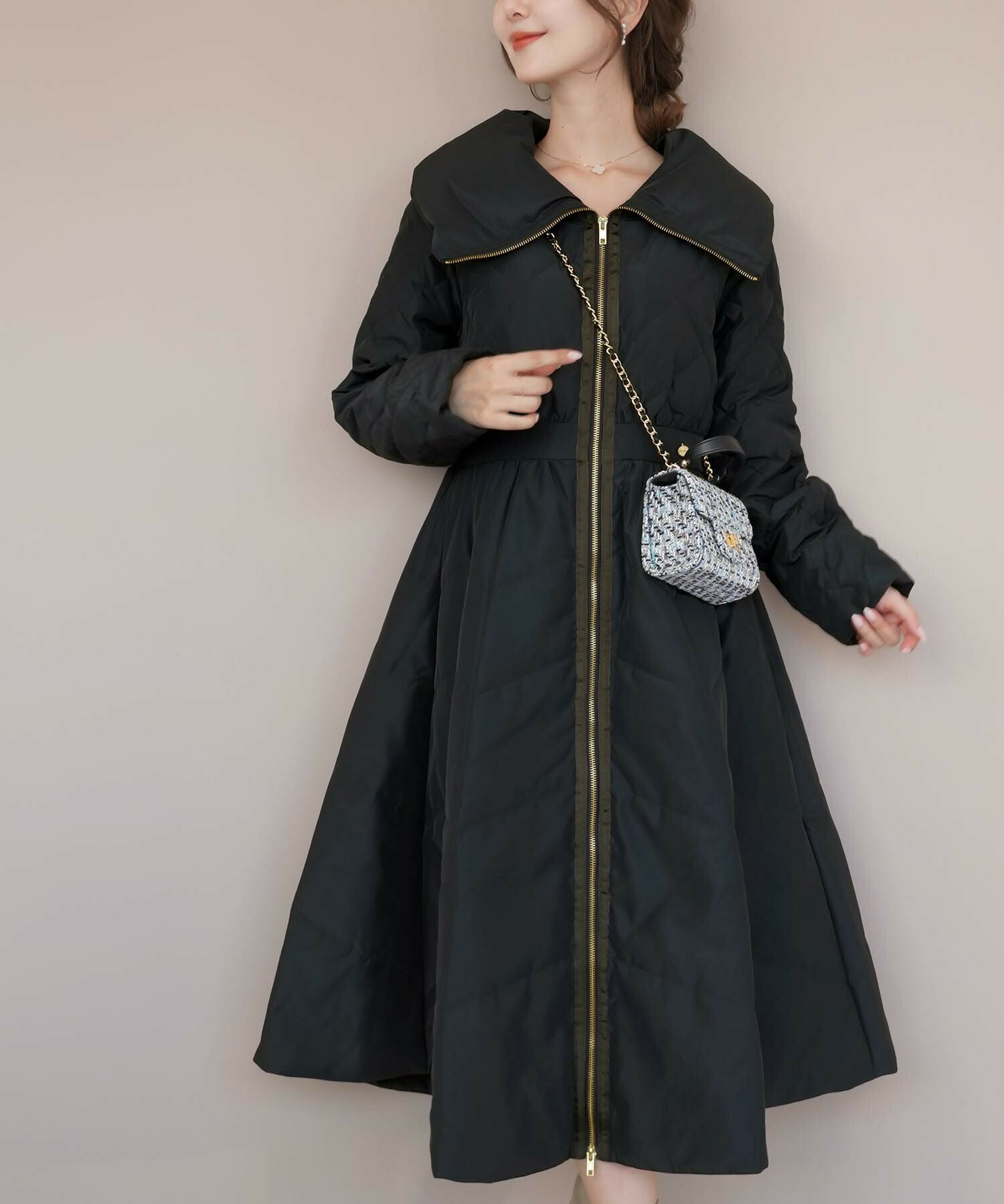 ビッグカラー フレア ダウン ドレスコート le reve vaniller 全4色