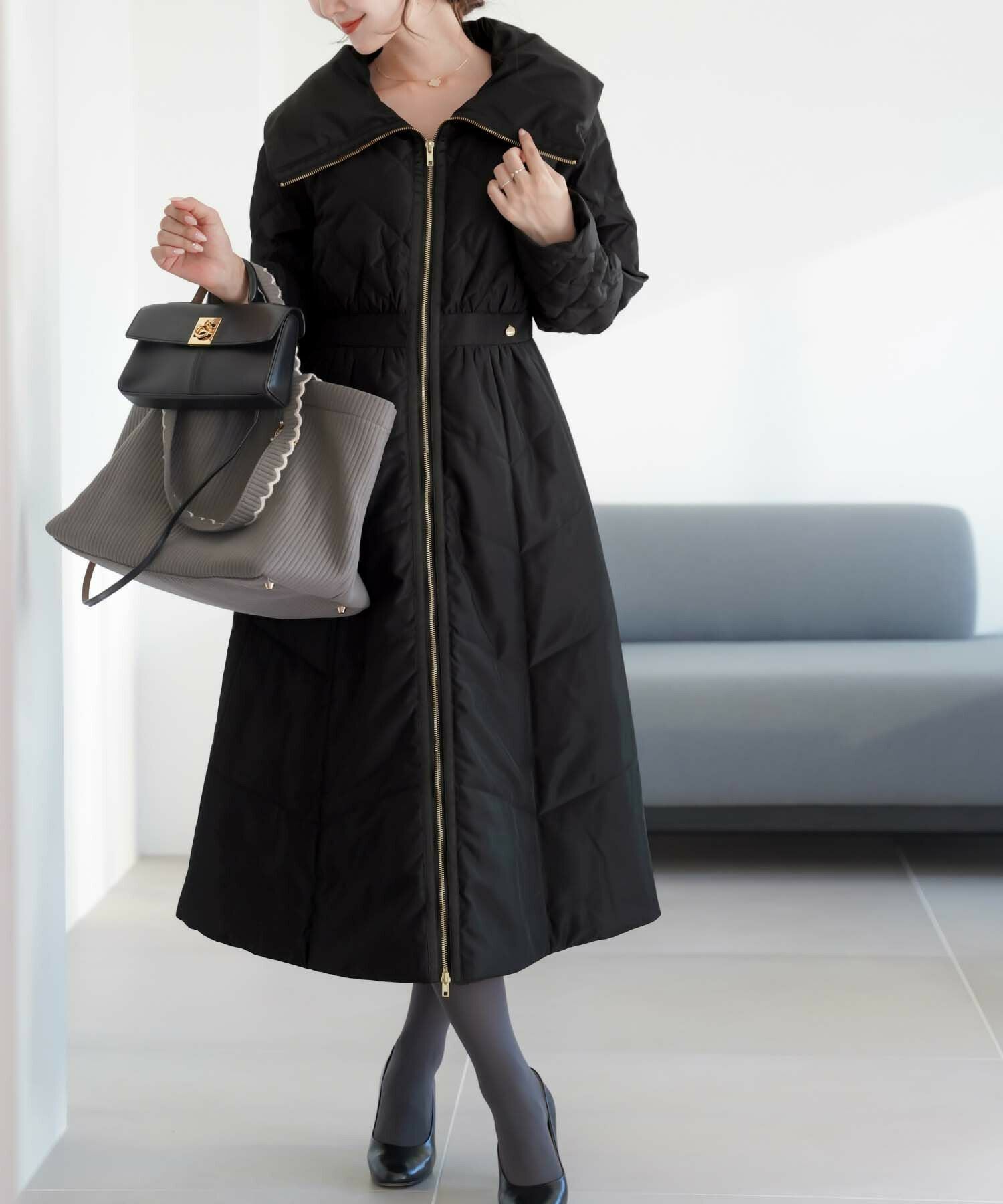 ビッグカラー フレア ダウン ドレスコート le reve vaniller 全4色