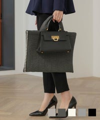 バッグ パール ベージュ チャコール アイボリー グレー ブラック フリー パールトリム ヌビ バッグ ラージ HUIT