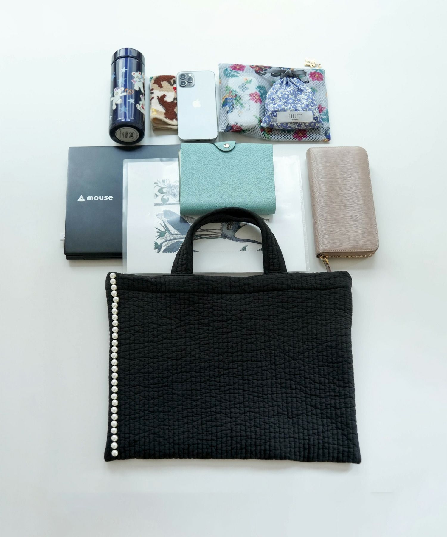 5/下旬頃発送予定！パールトリム ヌビ バッグ ラージ HUIT 全5色