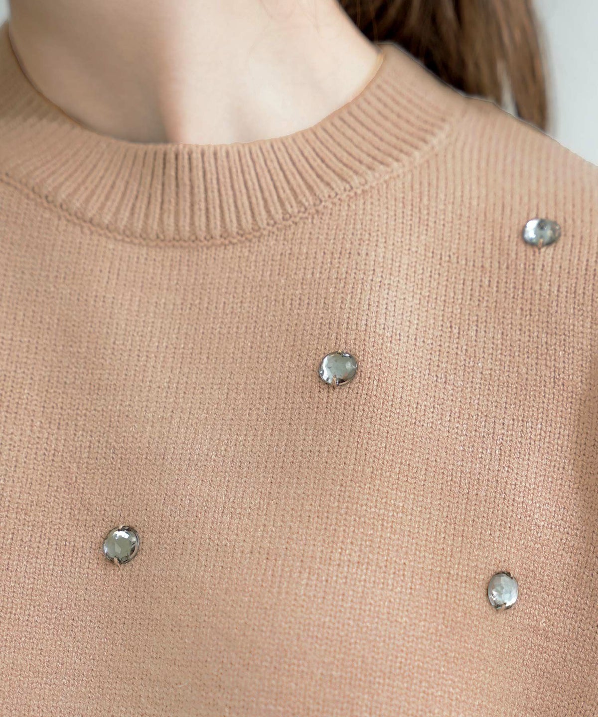 手洗い可/ビジュー/クリスタル/可愛い/上品/ニット/セーター/長袖/大人