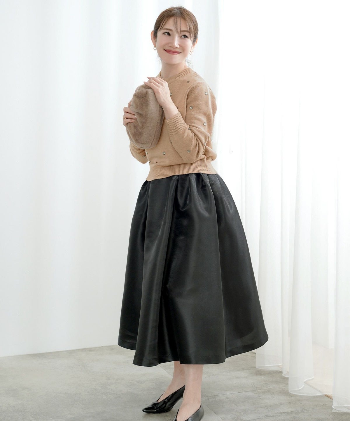 手洗い可/ビジュー/クリスタル/可愛い/上品/ニット/セーター/長袖/大人