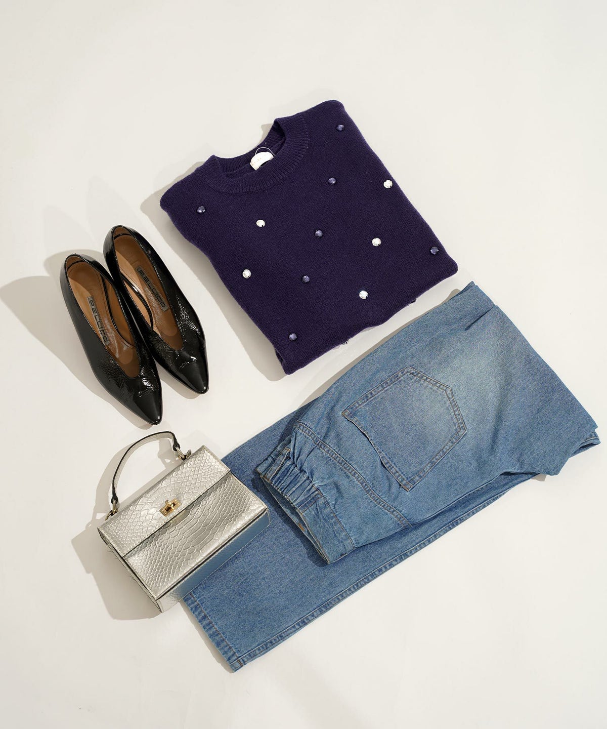 手洗い可/ビジュー/クリスタル/可愛い/上品/ニット/セーター/長袖/大人