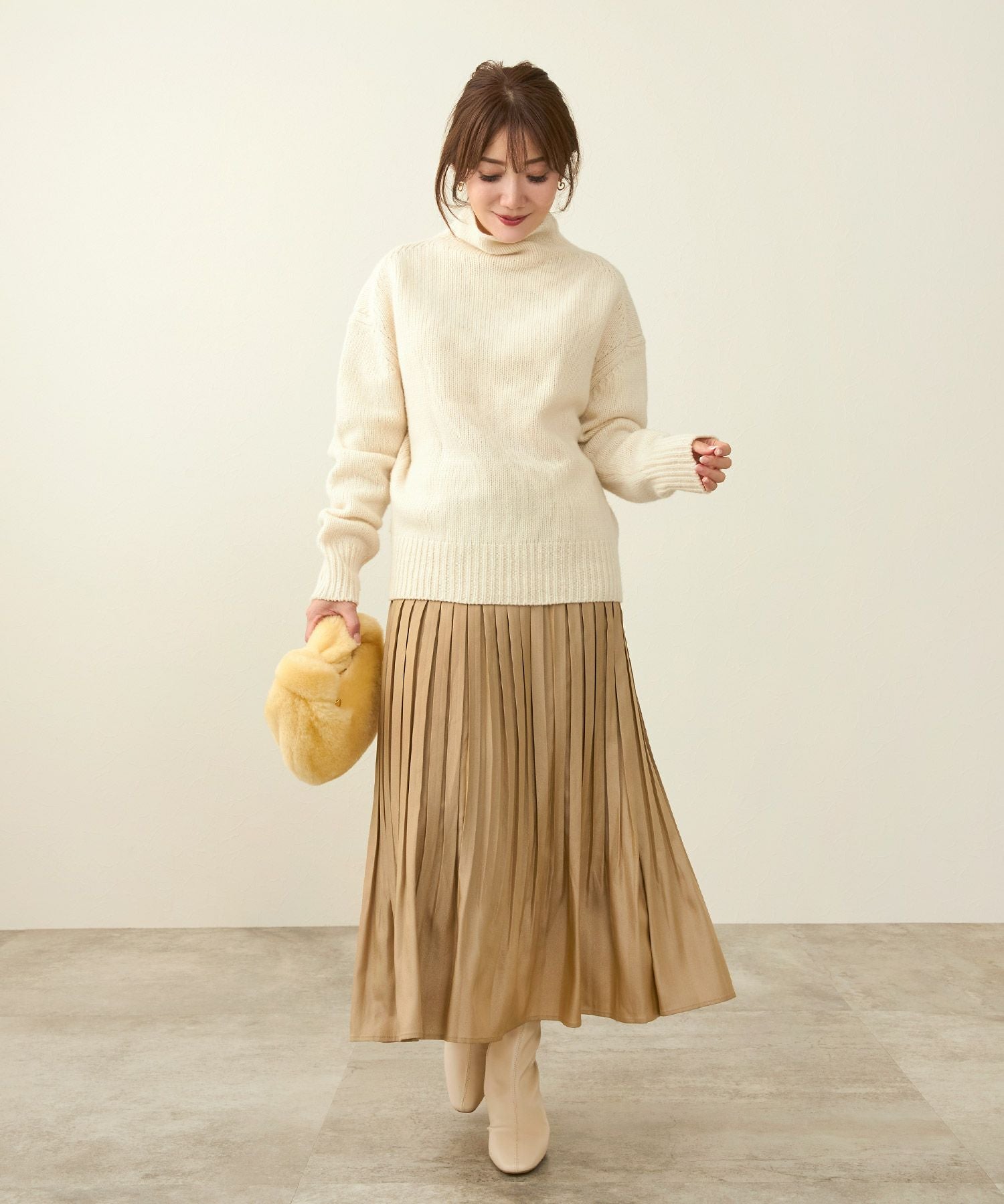 OUTLET-SALE ラメ生地 ボックスプリーツ スカート Liala×PG 全3色