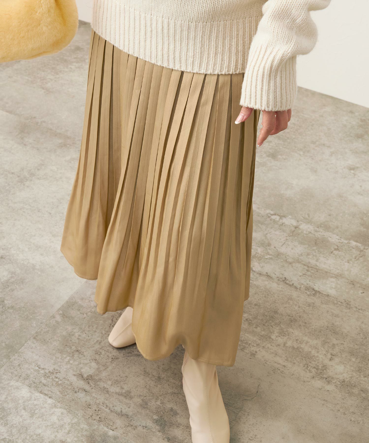 OUTLET-SALE ラメ生地 ボックスプリーツ スカート Liala×PG 全3色