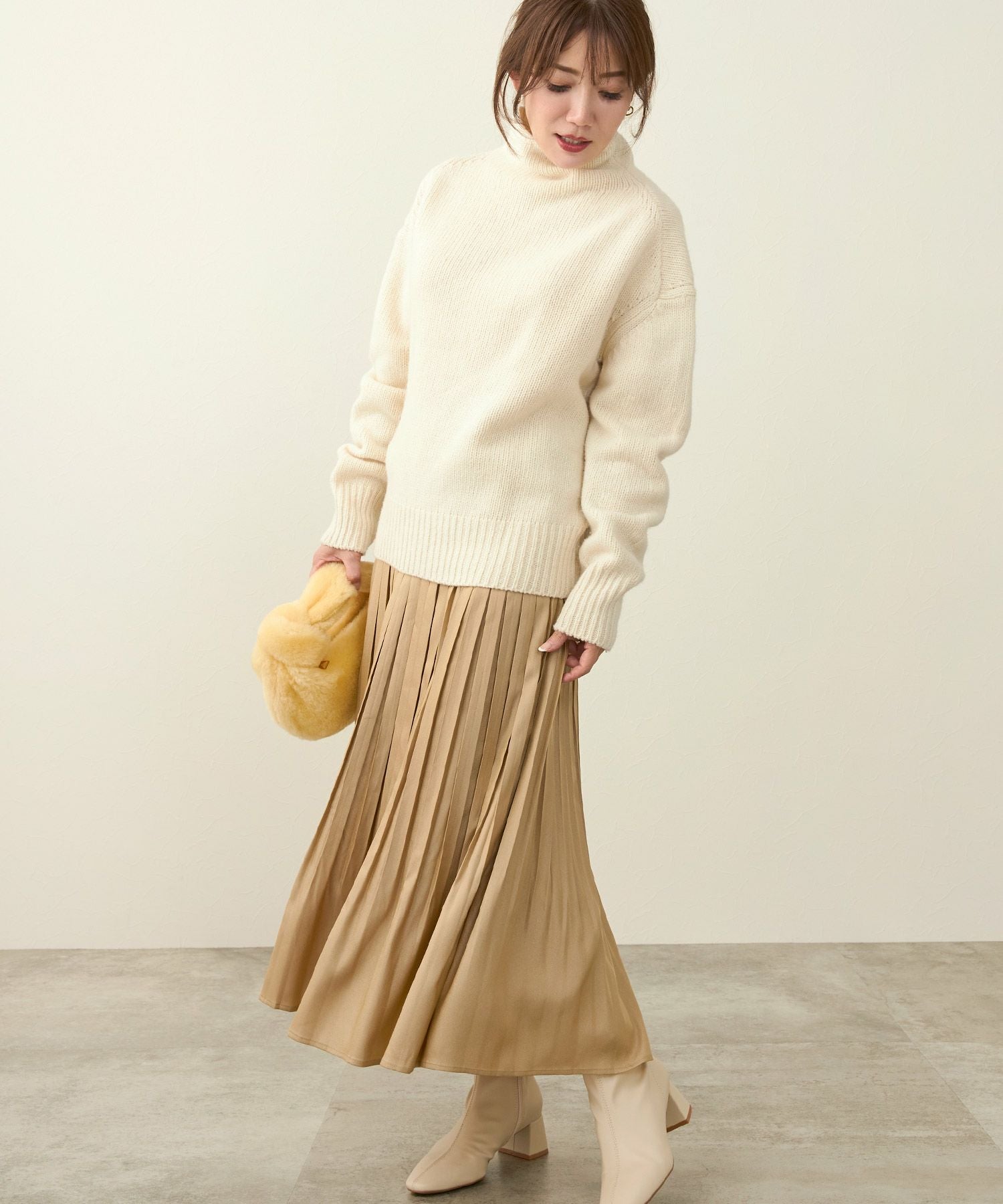 OUTLET-SALE ラメ生地 ボックスプリーツ スカート Liala×PG 全3色