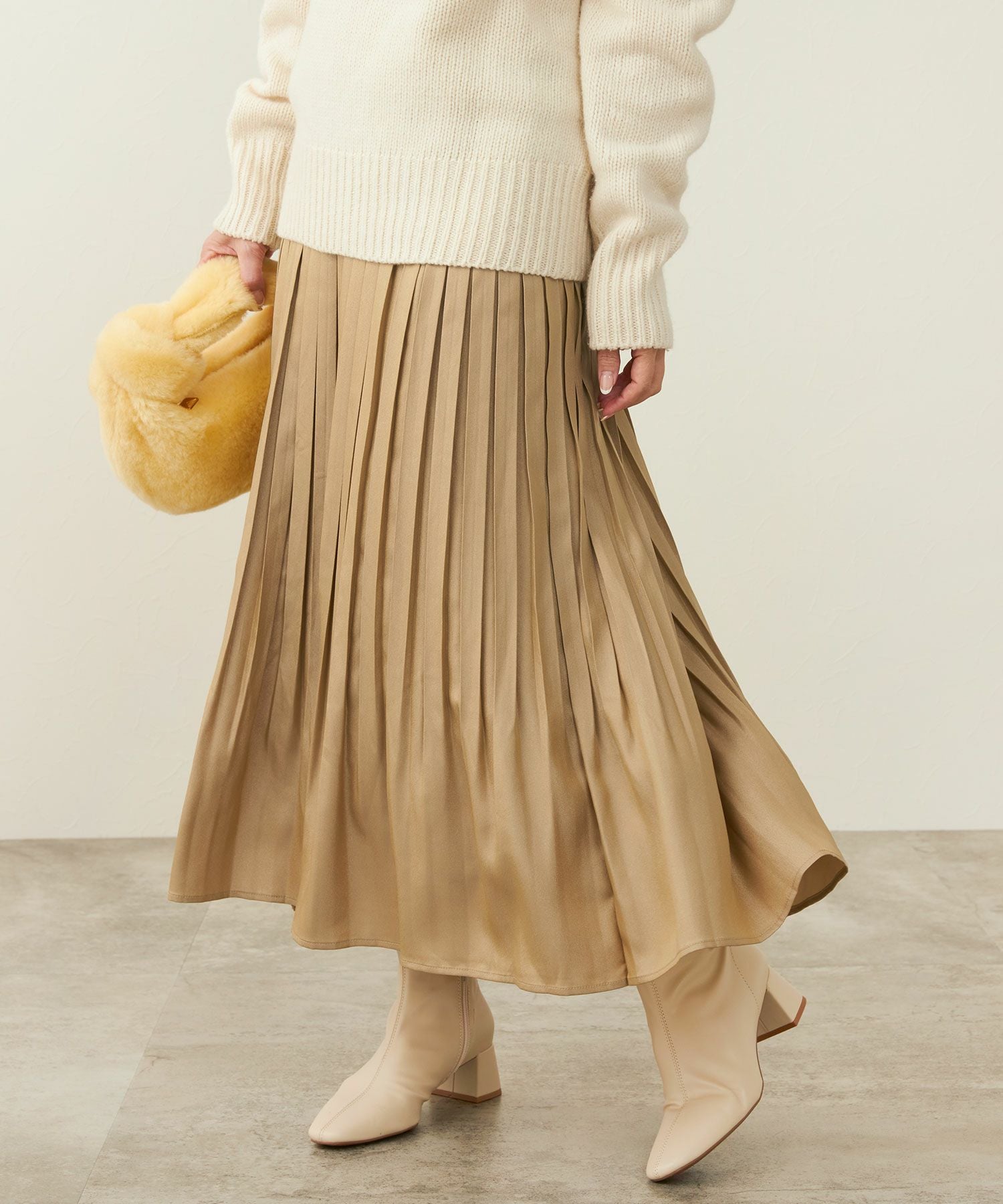 OUTLET-SALE ラメ生地 ボックスプリーツ スカート Liala×PG 全3色