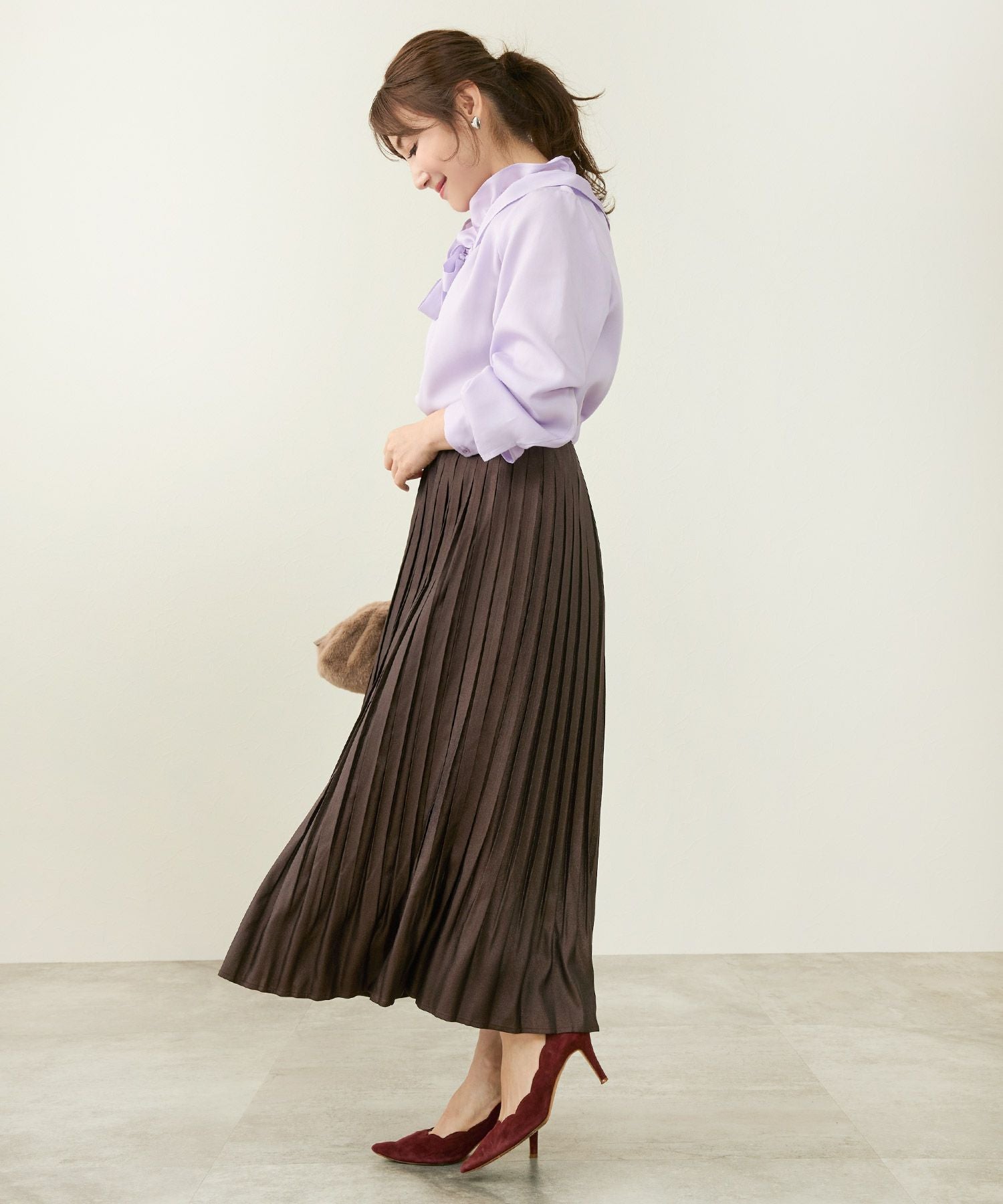 OUTLET-SALE ラメ生地 ボックスプリーツ スカート Liala×PG 全3色