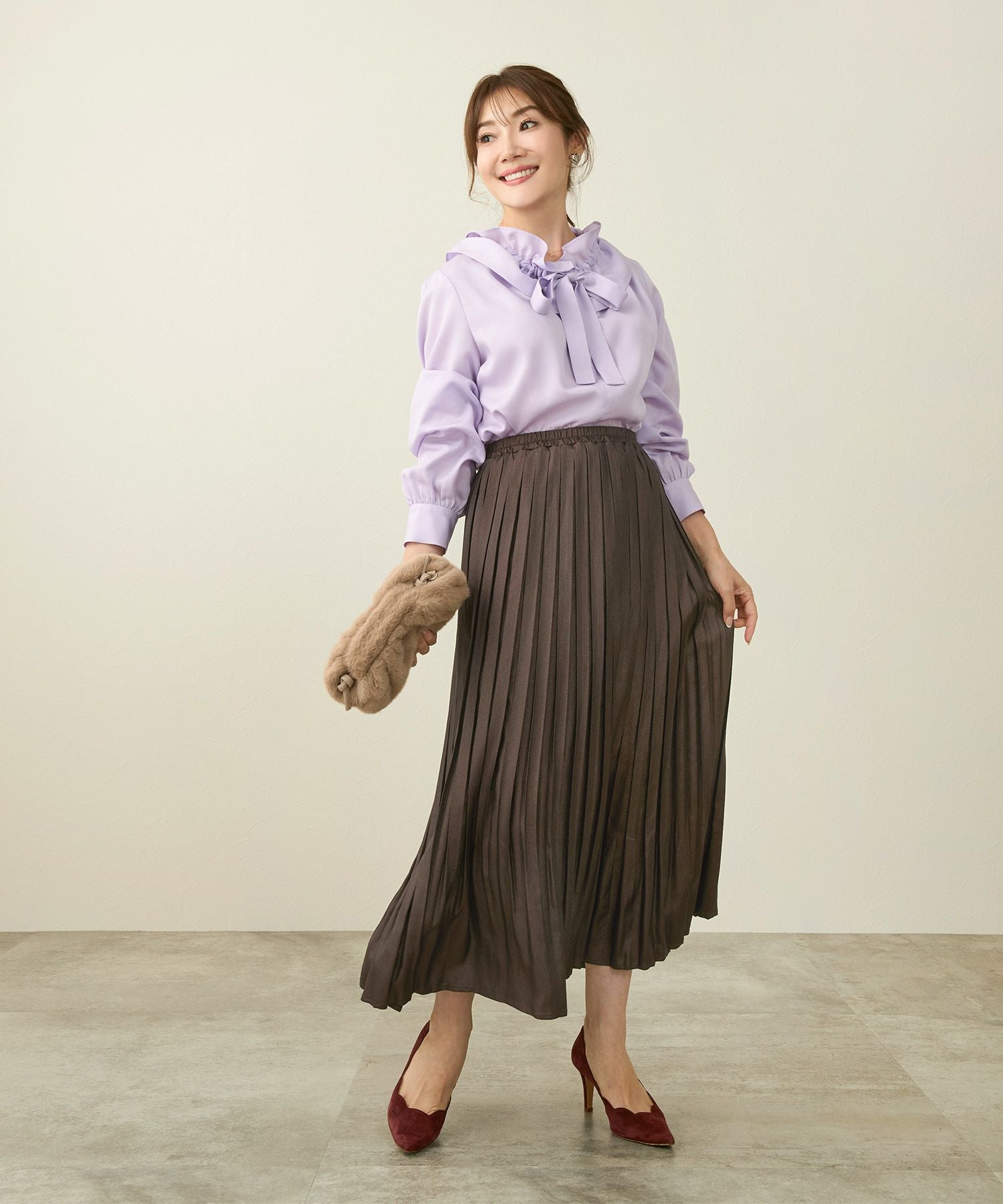 OUTLET-SALE ラメ生地 ボックスプリーツ スカート Liala×PG 全3色