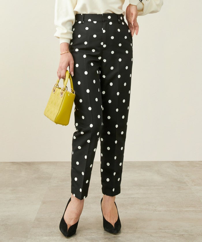 手洗い可/ボトムス/パンツ/ドット/水玉/プリント/柄/お洒落/大人可愛い