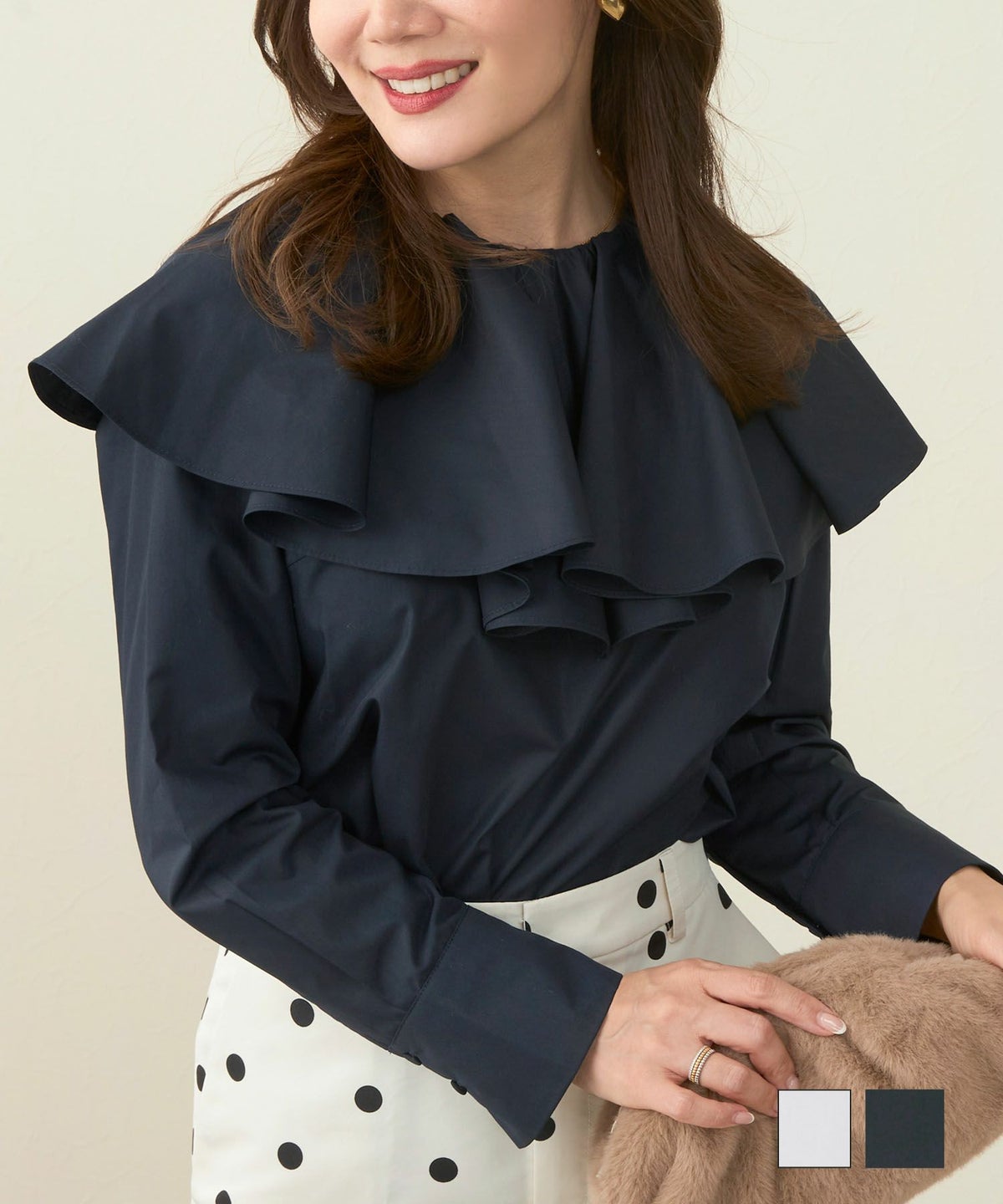 フリルネック ブラウス 長袖 Liala×PG