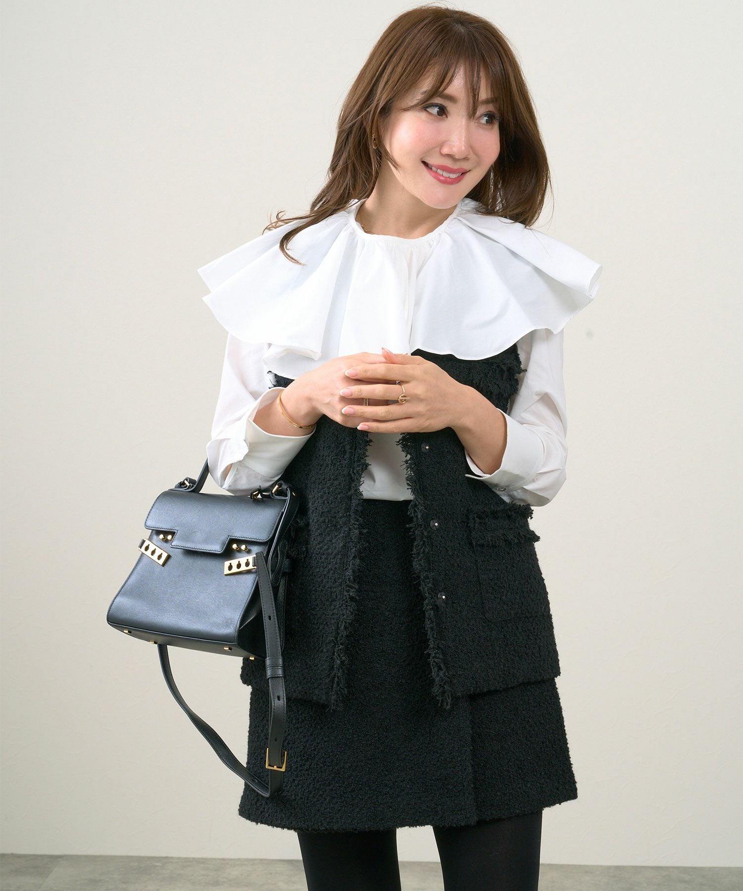 ツイード ラップ風 ショート パンツ Liala×PG 全2色｜lpg741-1800【1