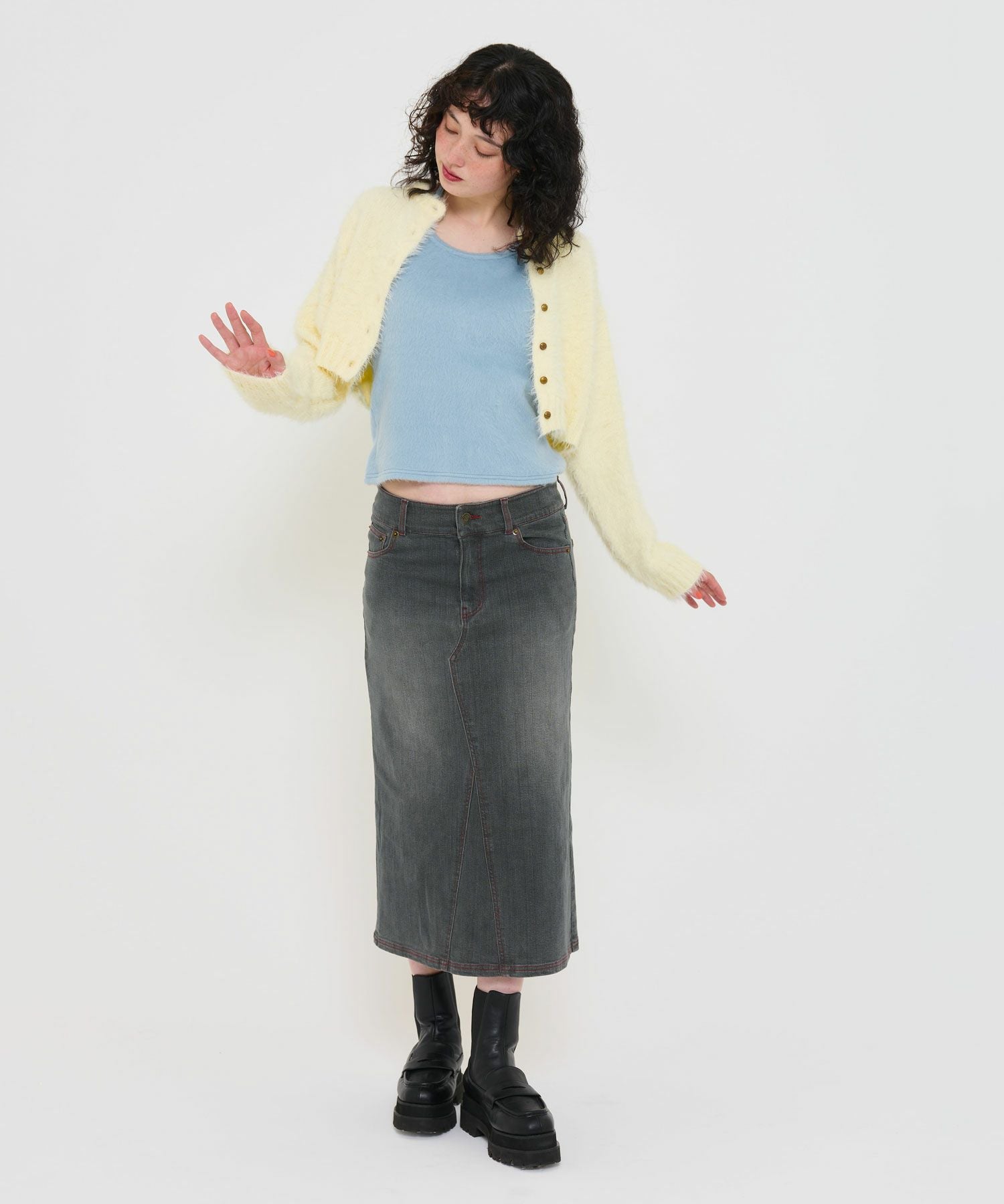 ミディ丈 デニムスカート TINA：JOJUN 全2色｜tnj641-0733【4】