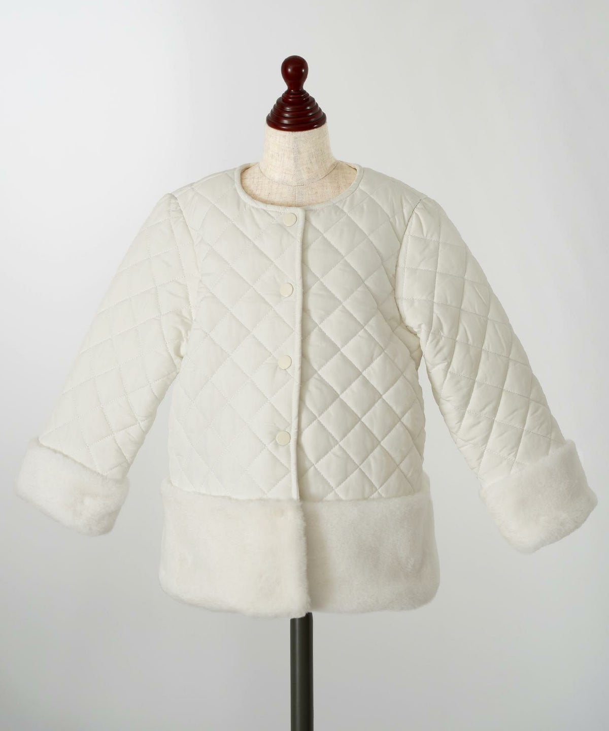 キッズ/コート/アウター/キルティング/エコファー/ファーコート/ユニセックス/秋/冬/長袖/ホワイト/ブラック