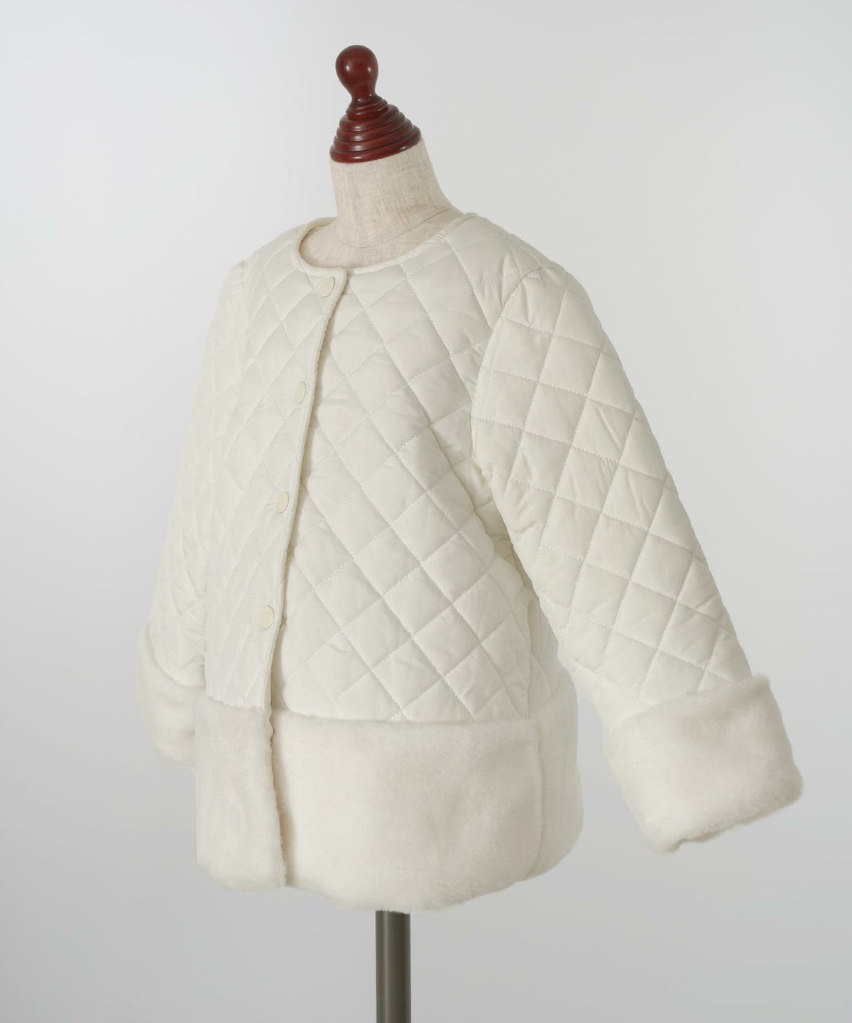 キッズ/コート/アウター/キルティング/エコファー/ファーコート/ユニセックス/秋/冬/長袖/ホワイト/ブラック