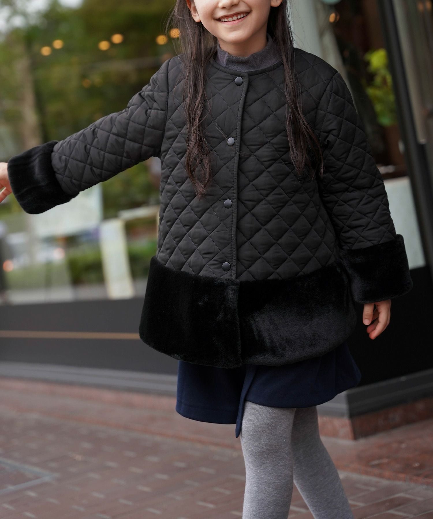 エコファー ヘム キルティング キッズ コート HUIT 全2色｜hit141-0020