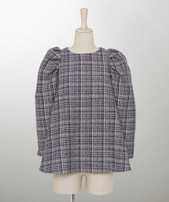 レディース/トップス/ブラウス/ツイード/春/夏/秋/冬/8分袖/グレー/ベージュ/ブラック/ホワイト/ネイビー