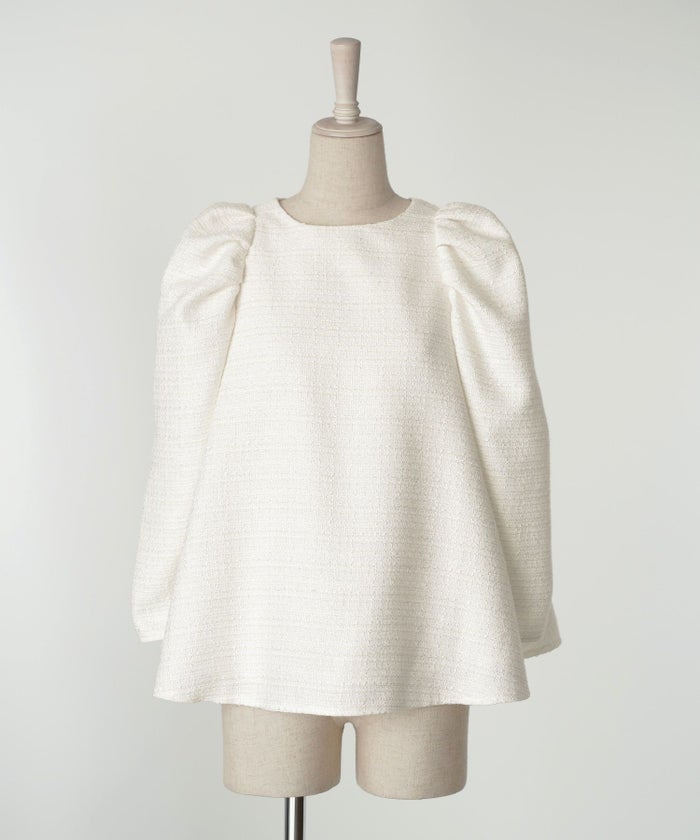 レディース/トップス/ブラウス/ツイード/春/夏/秋/冬/8分袖/グレー/ベージュ/ブラック/ホワイト/ネイビー