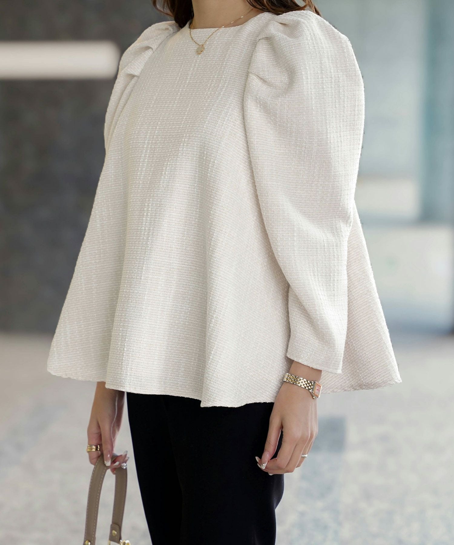 Occasion-SALE ツイード フレア トップス HUIT 全6色｜hit841-0022【16