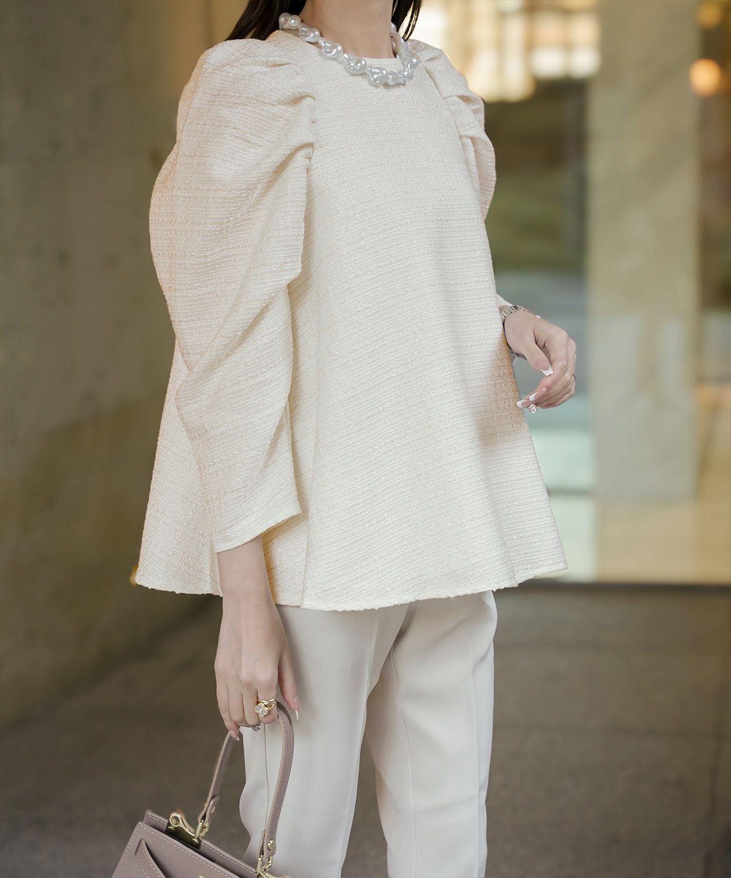 Occasion-SALE ツイード フレア トップス HUIT 全6色｜hit841-0022【16