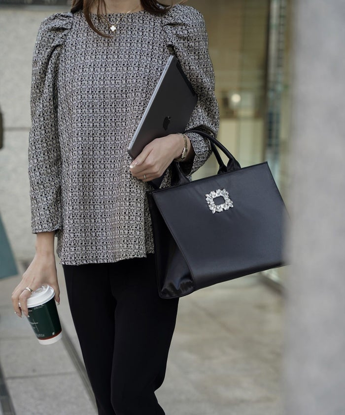 レディース/トップス/ブラウス/ツイード/春/夏/秋/冬/8分袖/グレー/ベージュ/ブラック/ホワイト/ネイビー