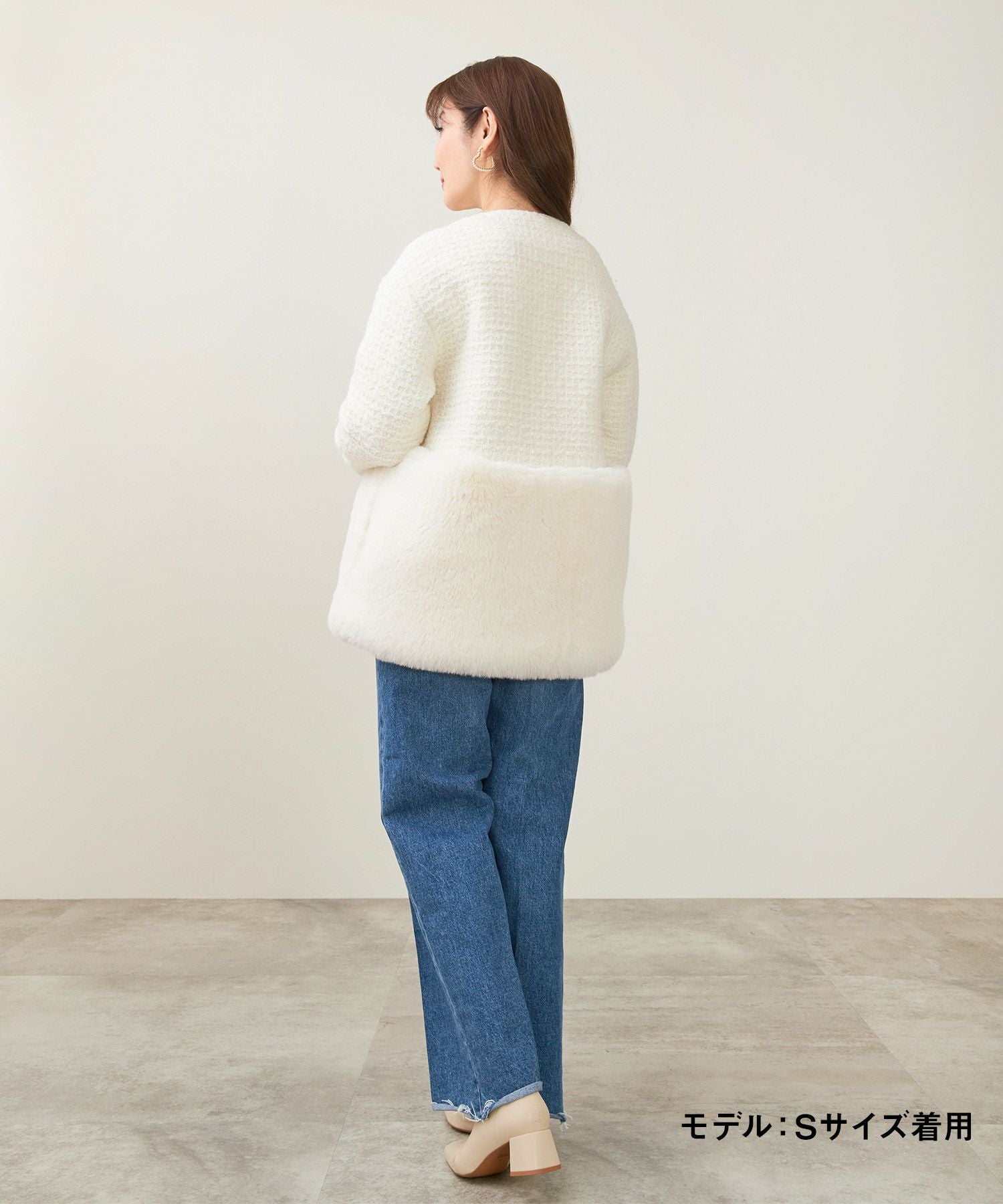 CLEARANCE-SALE ツイード フェイクファー 切り替え コート Liala×PG 全