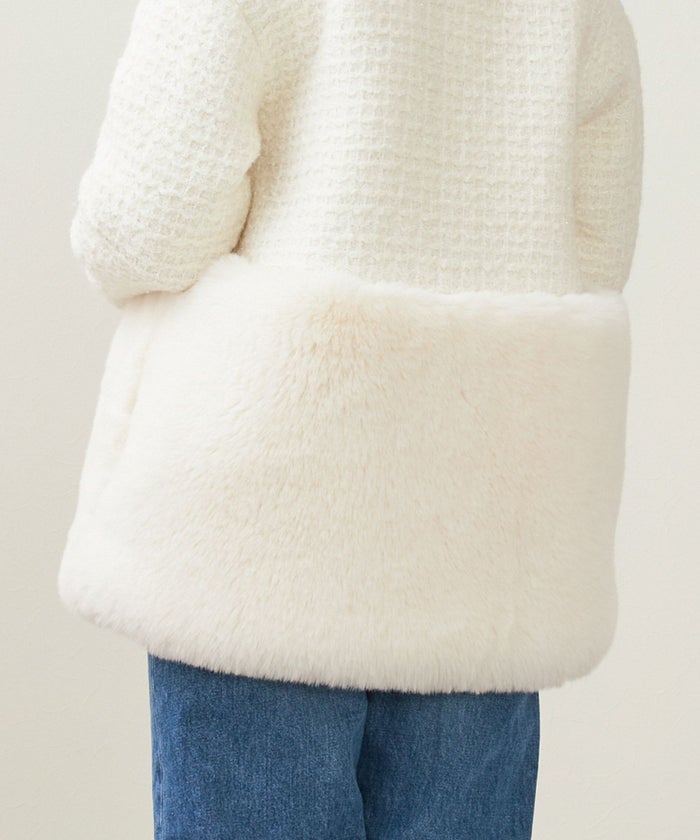 アウター/コート/ツイード/フェイクファー/スナップボタン/ポケット/大人可愛い