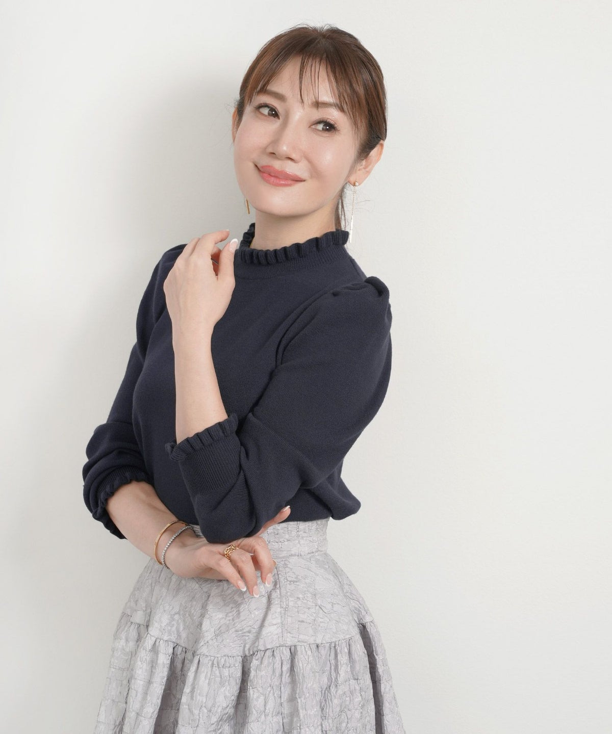 新色追加手洗い可ニットトップスレディースきれいめ秋冬春オフィスかわいい長袖細身大人ジョイントスペース