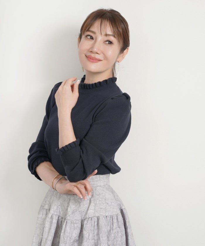 新色追加手洗い可ニットトップスレディースきれいめ秋冬春オフィスかわいい長袖細身大人ジョイントスペース