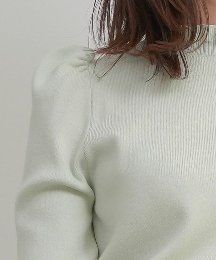 手洗い可/フリルネック/ハイネック/フリルスリーブ/長袖/無地/重ね着/シンプル/大人可愛い